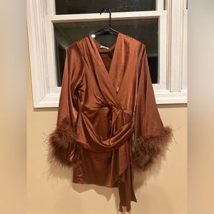 Feather bell sleeve dress